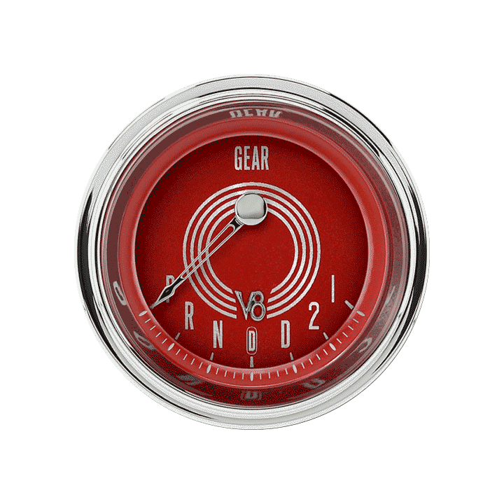 Classic Instruments V8 Red Steelie 2 1/8" Gear Indicator, Overdrive - V8RS06SHC
