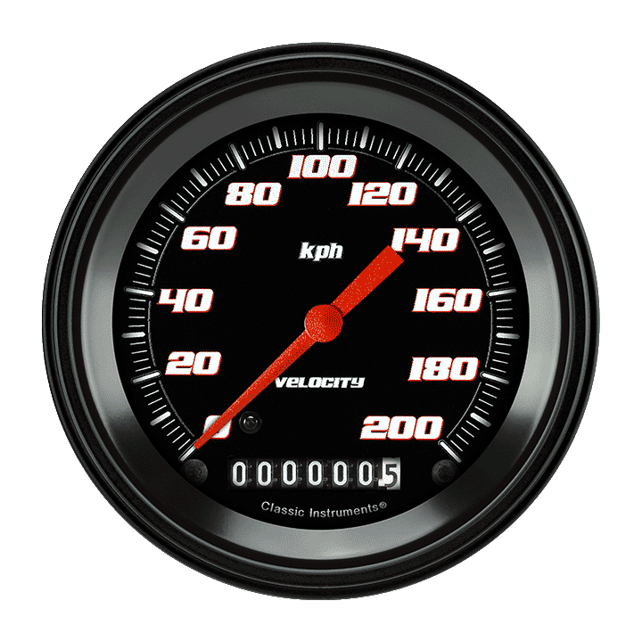 Classic Instruments Velocity Black 3 3/8" Speedometer - VS59BBLF