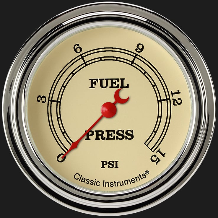 Classic Instruments Vintage 2 5/8" Fuel Pressure Gauge, 15 psi - VT345SLF