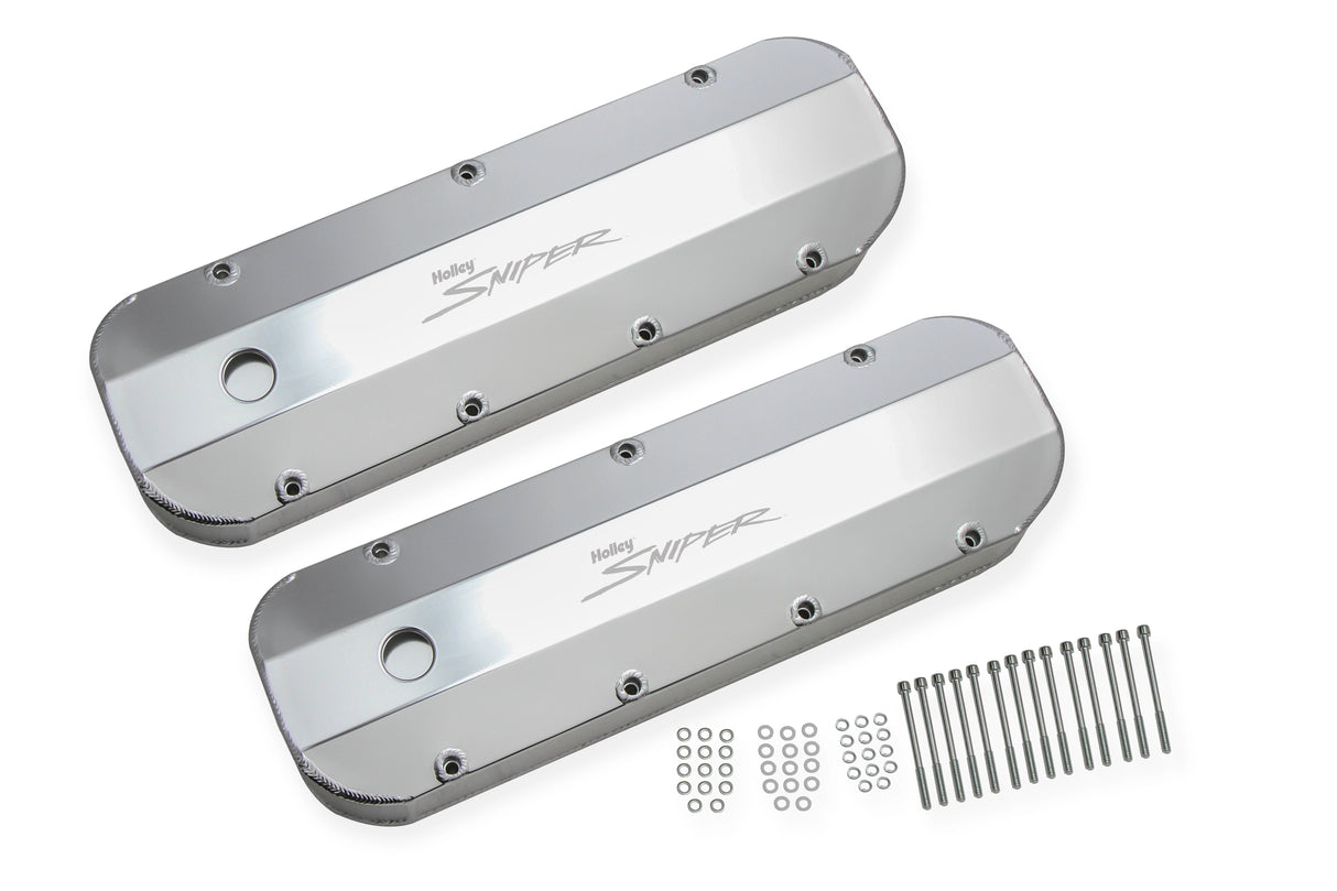 Holley 890002 Sniper Valve Cover - Fabricated Aluminum - BBC - Natural Anodized