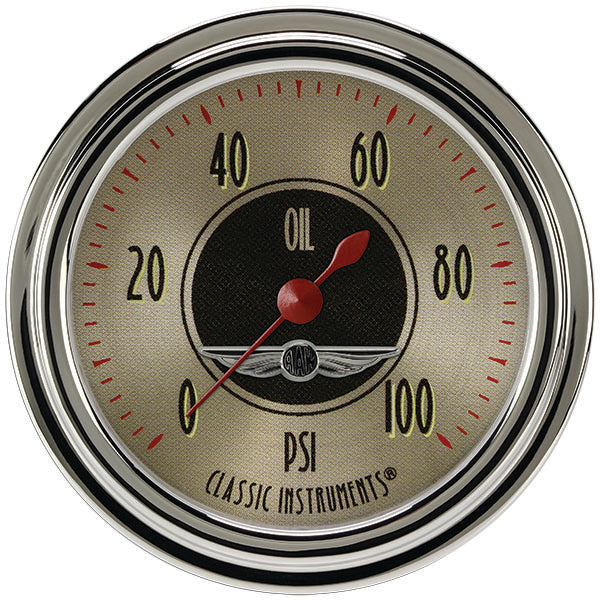 Classic Instruments All American Nickel 2 5/8" Oil Pressure Gauge - AN381SLC
