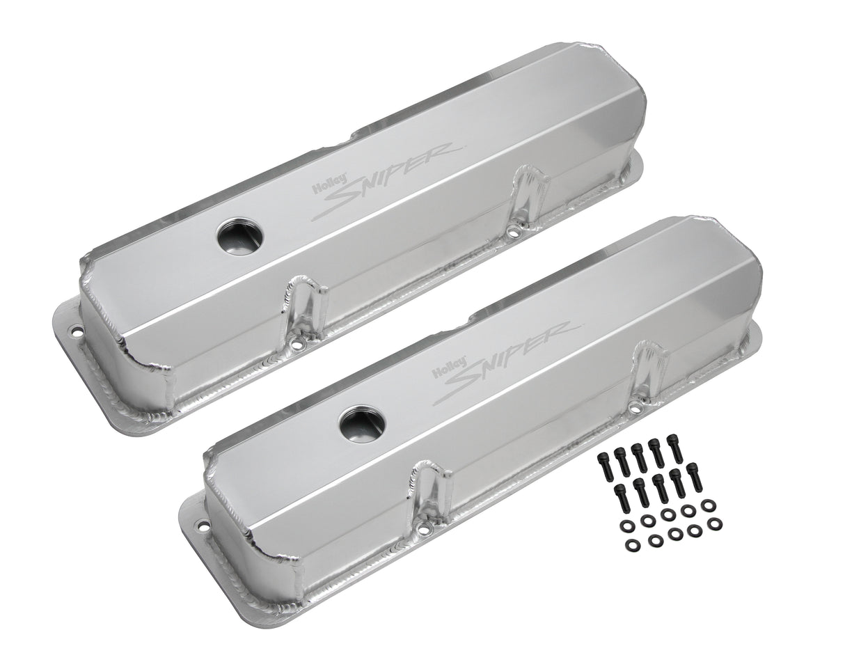 Holley 890001 Sniper Valve Cover - Fabricated Aluminum - Ford FE - Tall - Natural Anodized