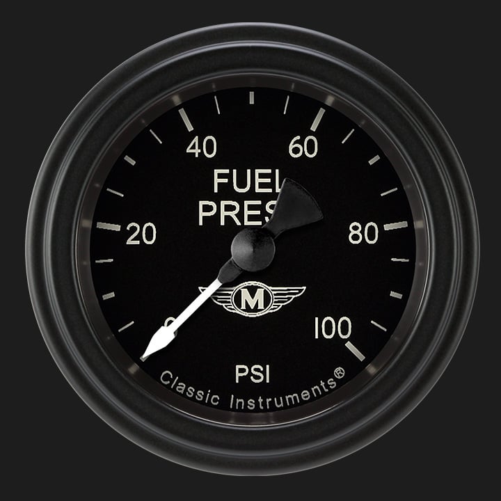 Classic Instruments Moal Bomber 2 1/8" Fuel Pressure Gauge, 100 psi - MA146BLF