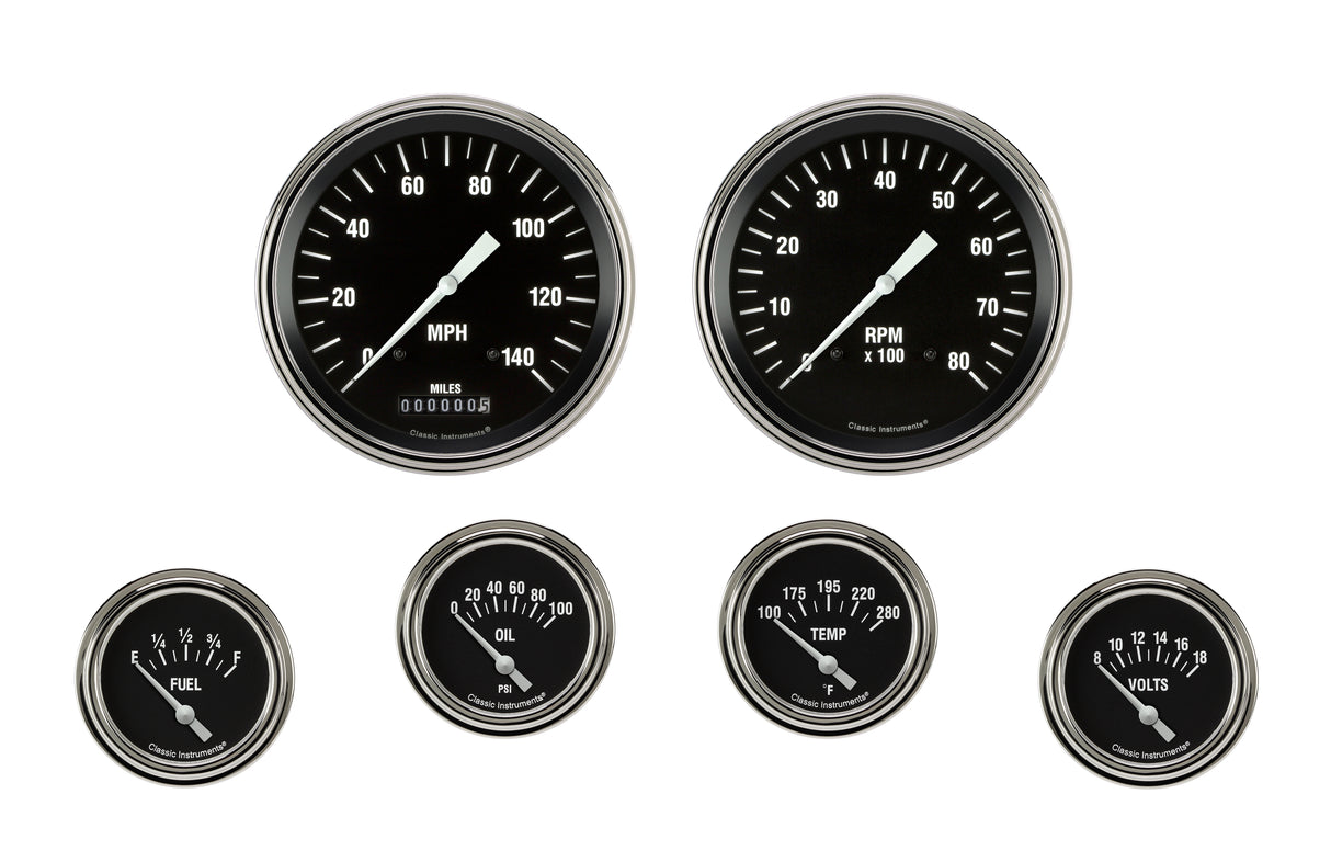 Classic Instruments Hot Rod Six Gauge Set 251 - HR251SLF