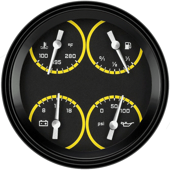 Classic Instruments AutoCross Yellow 4 5/8" Quad - AX75YBLF