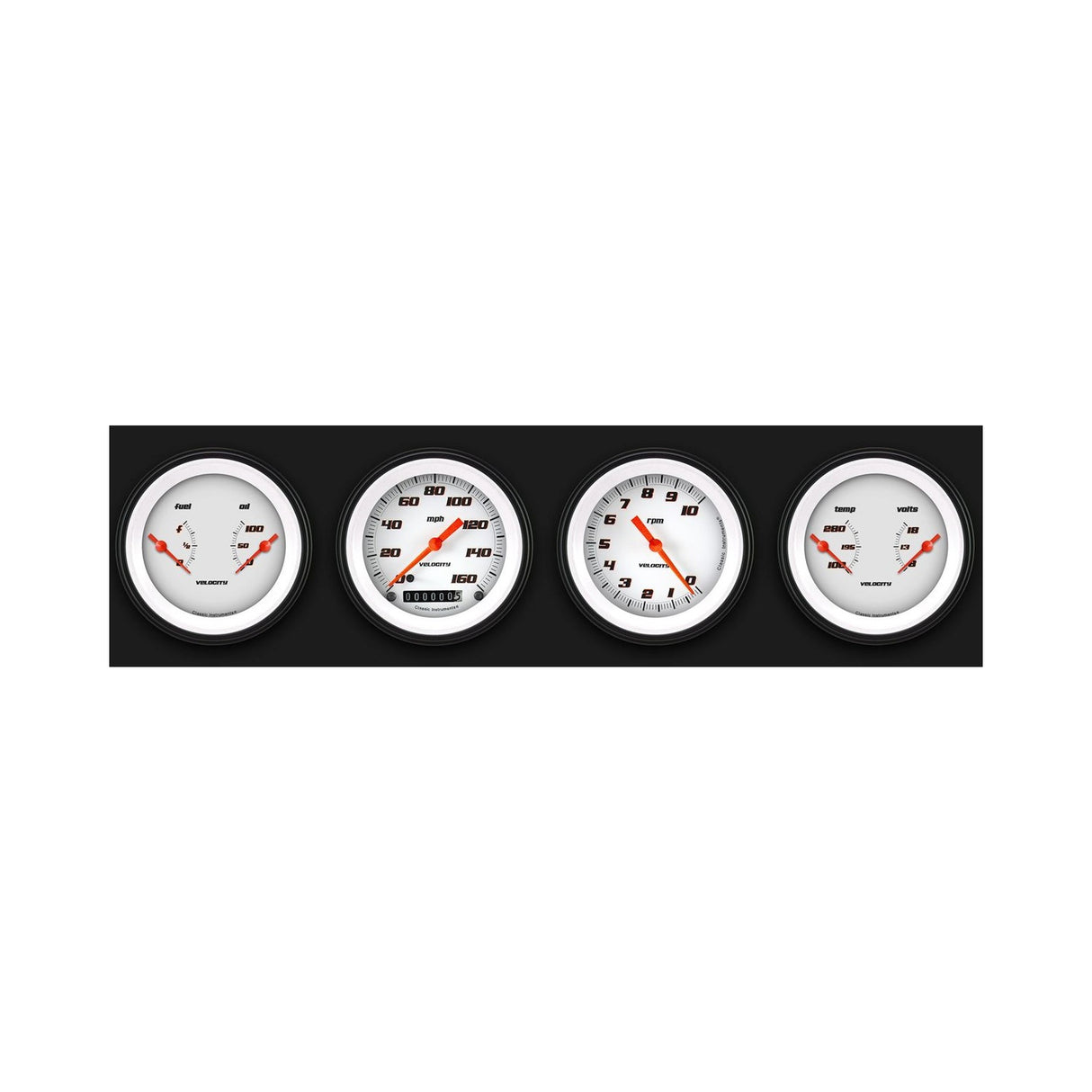 Classic Instruments Velocity White Four Gauge Set - VS05WBLF