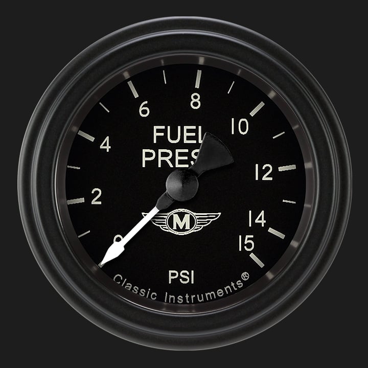 Classic Instruments Moal Bomber 2 1/8" Fuel Pressure Gauge, 15 psi - MA145BLF