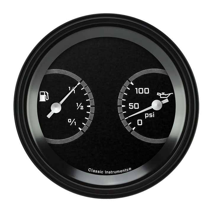 Classic Instruments AutoCross Gray 3 3/8" Fuel & Oil Dual - AX72GBLF