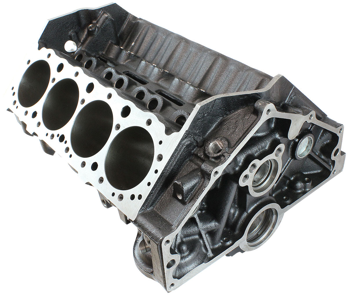 Aeroflow Cast Iron S/B Chev Engine Block, 4.125" Bore 9.025" Deck Height, 350 Mains, 4-Bolt Billet Splayed Caps (AF96-1002)