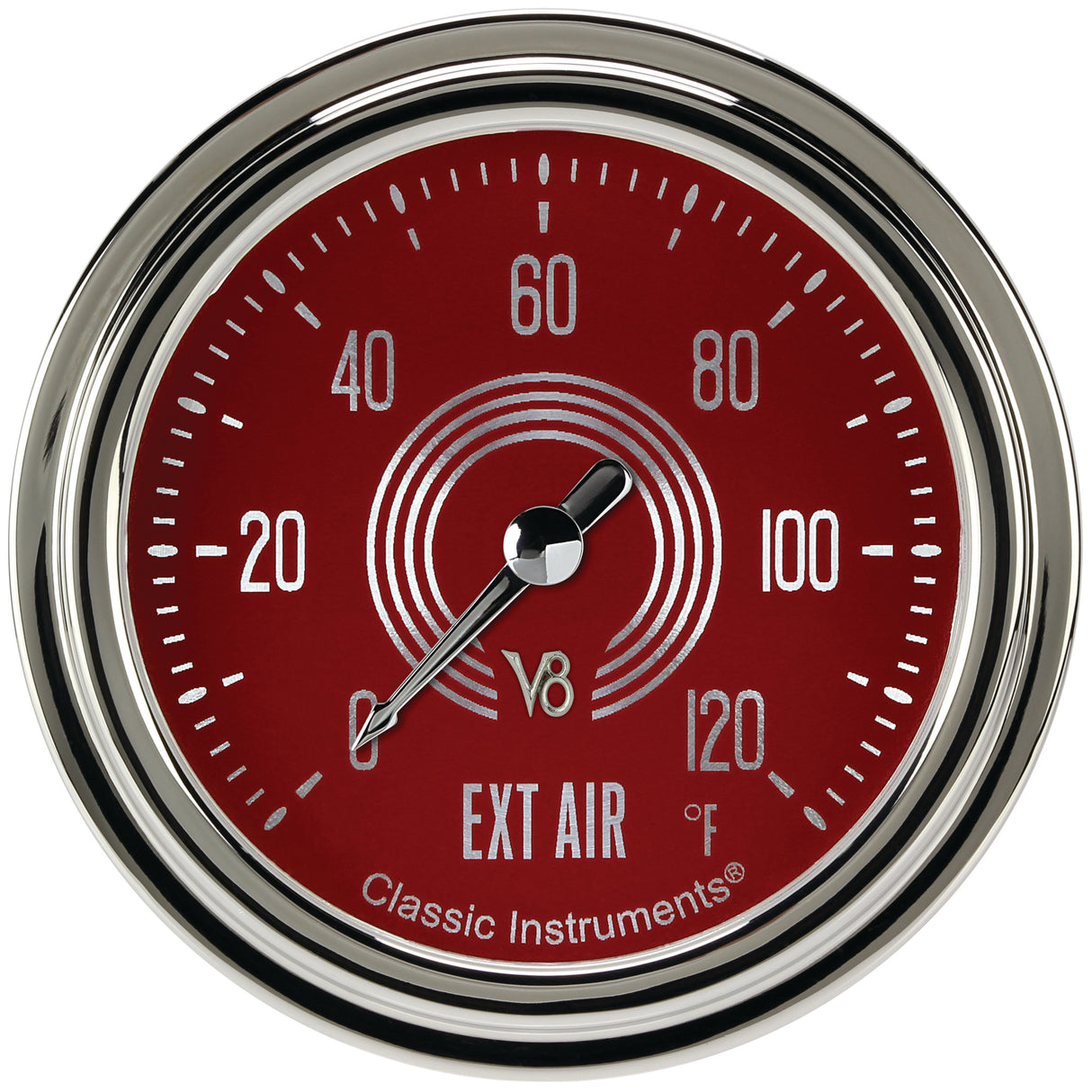 Classic Instruments V8 Red Steelie 2-5/8" Outside Air Temp Gauge - V8RS399SLC