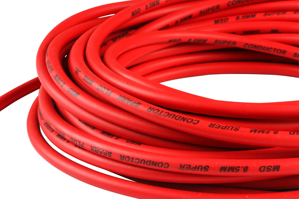 MSD Super Conductor Spark Plug Wire, Red 8.5mm, 50 Ft - 34029