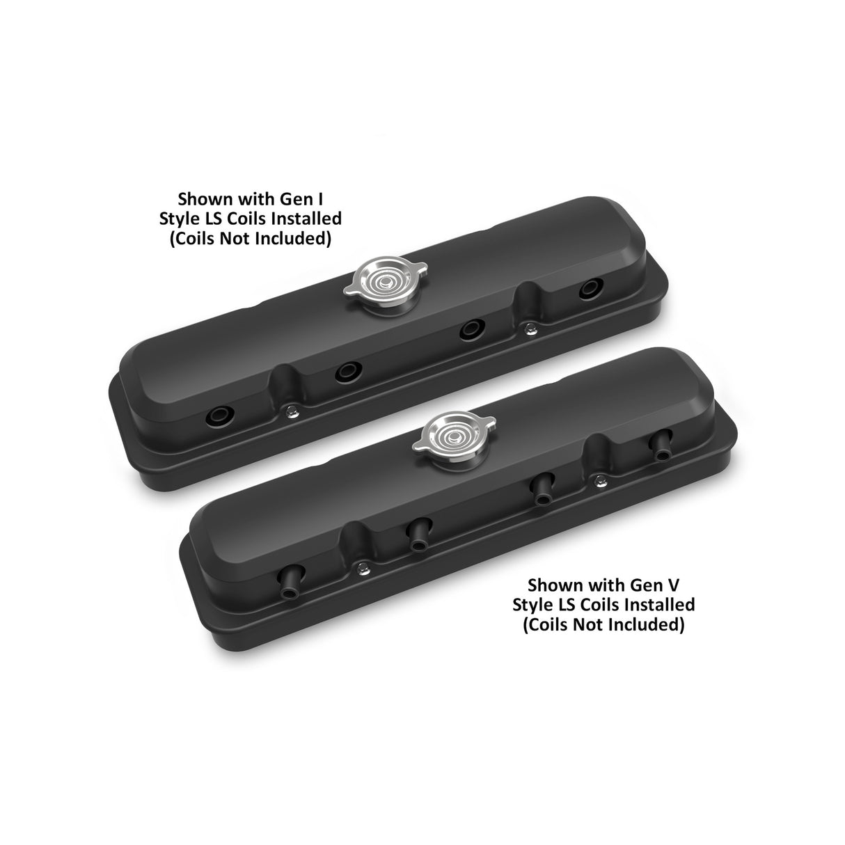 Holley 241-192 2-Piece Pontiac Style Valve Cover - Gen III/IV LS - Satin Black