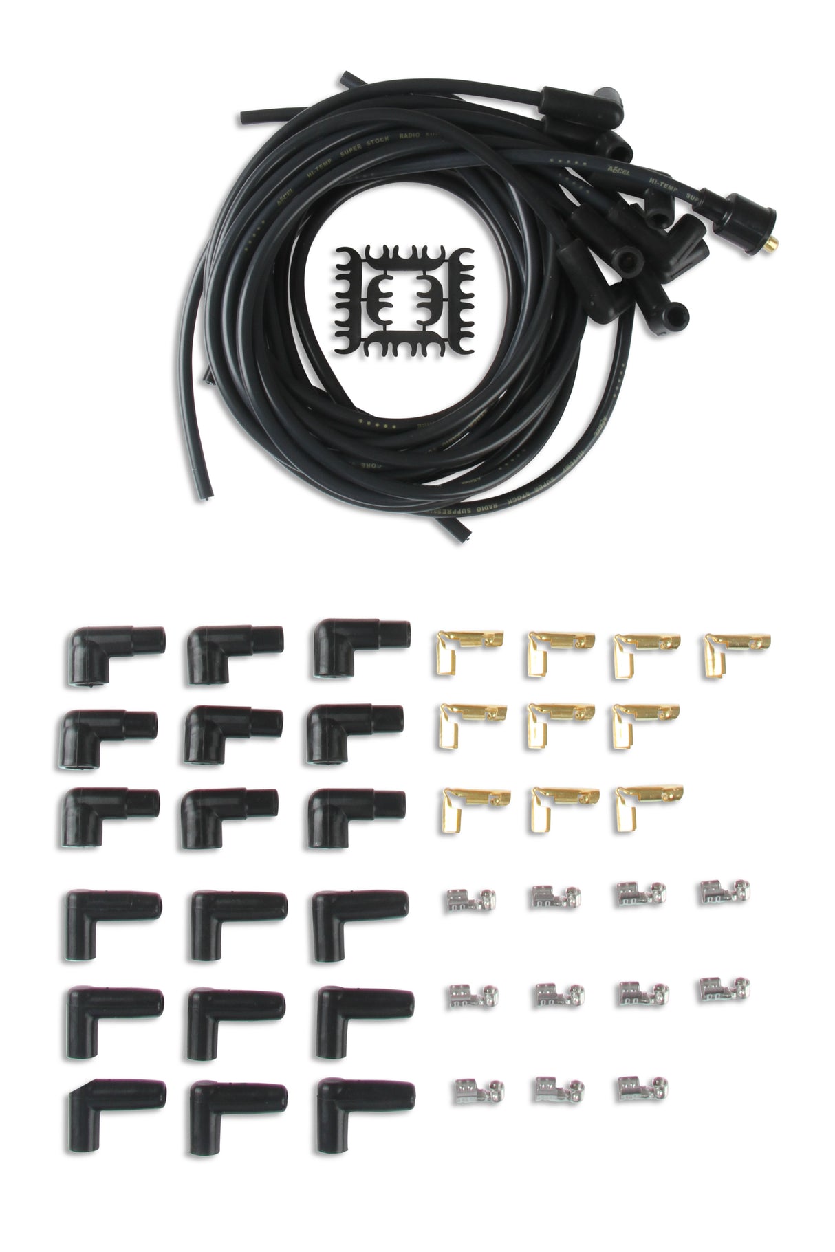 ACCEL Spark Plug Wire Set- 8mm - Black Wire with Black 90 Deg Boots - 4041K