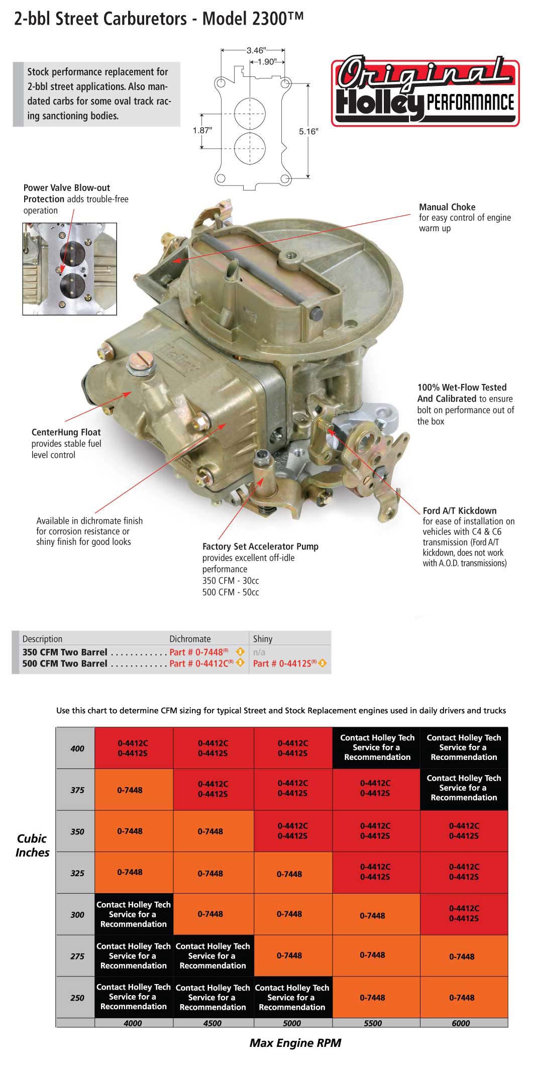 Holley 0-4412S 500 CFM Performance 2BBL Carburetor