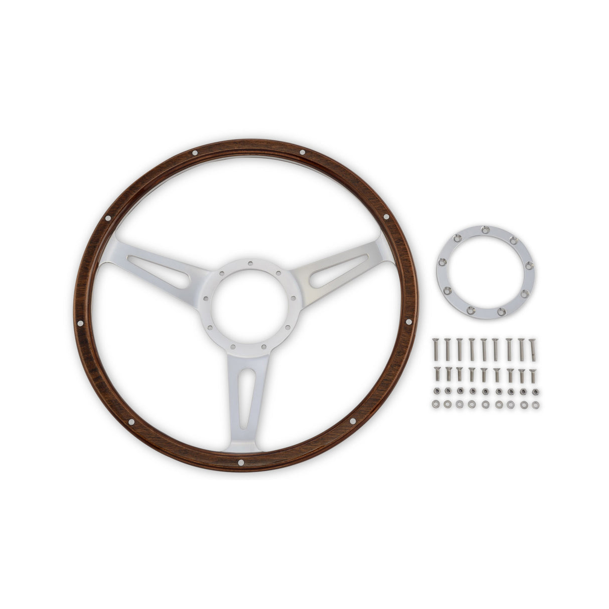 Scott Drake Steering Wheel Corso Feroce Shelby Style Wood and Aluminum 15" - S1MS-3600-WG