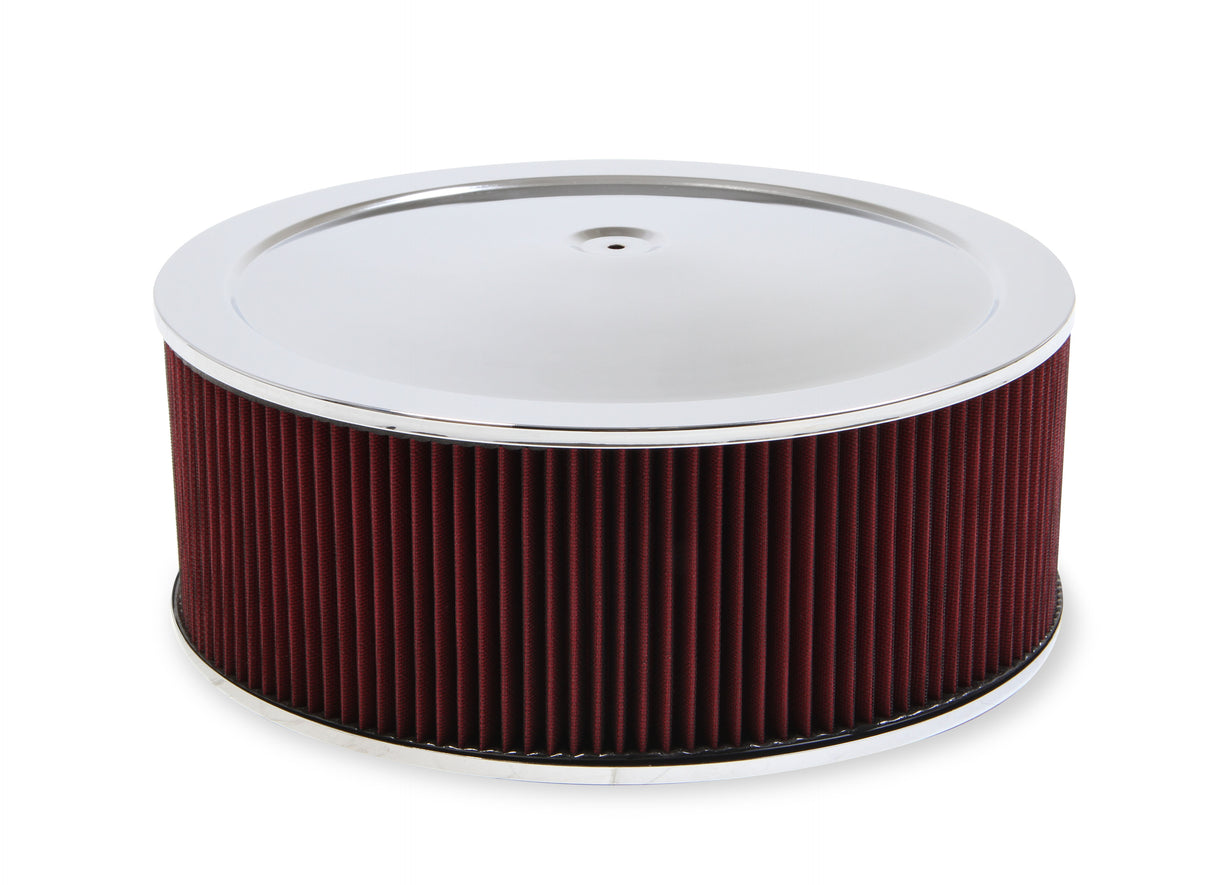 Holley 120-4560 4500 Drop Base Air Cleaner Chrome w/6" Red Washable Gauze Filter