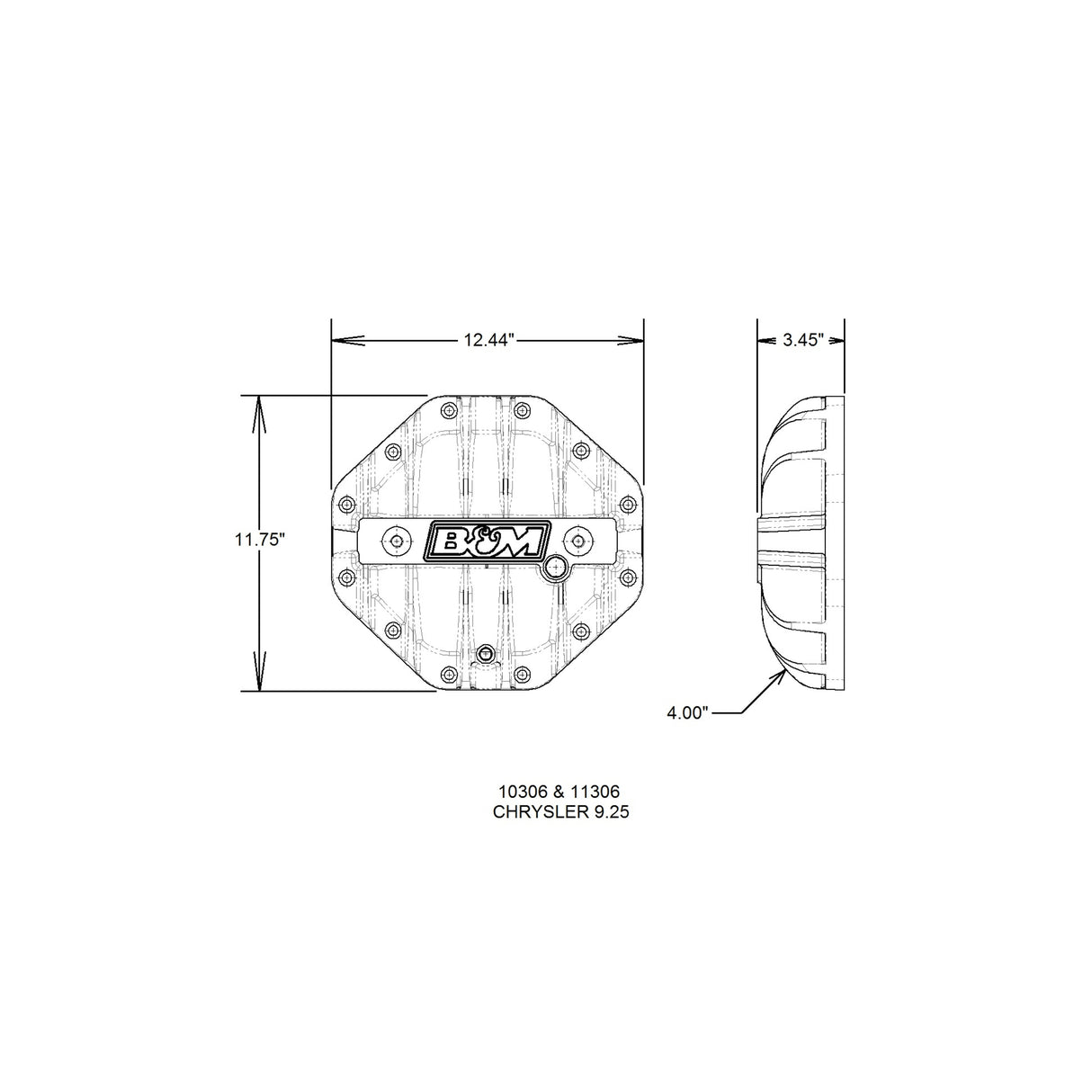 B&M Hi-Tek Aluminum Differential Cover for Chrysler 9.25-inch - Black - 11306