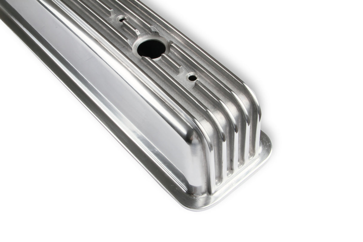 Mr Gasket Cast Aluminum Ball Milled Center Bolt Valve Covers - Polished - 6856G