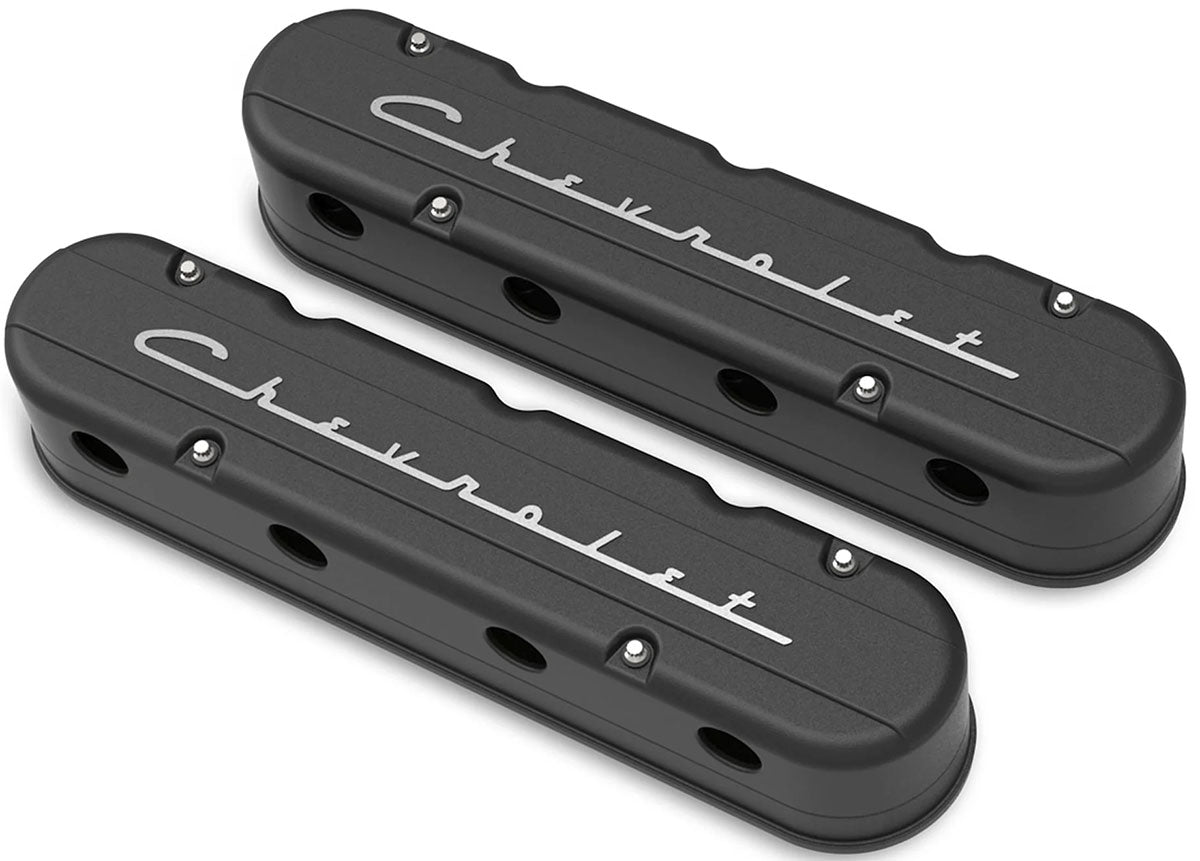 Holley 2-Piece "Chevrolet" Script Valve Covers, Black - HO241-177 HO241-177