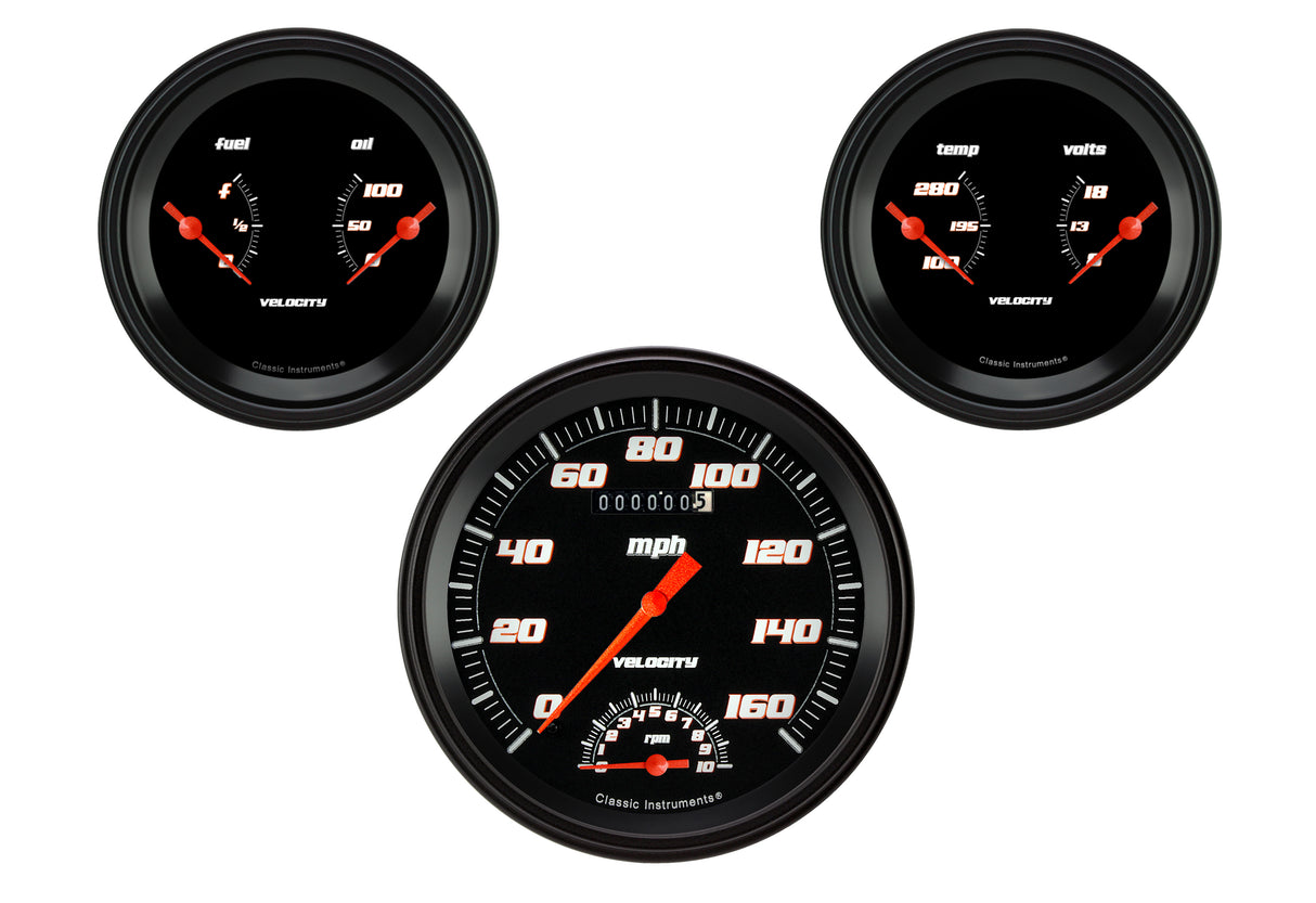 Classic Instruments Velocity Black Series Three Gauge Set - VS61BBLF
