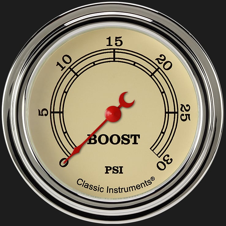 Classic Instruments Vintage 2 5/8" Boost Gauge, 30 psi - VT342SLF
