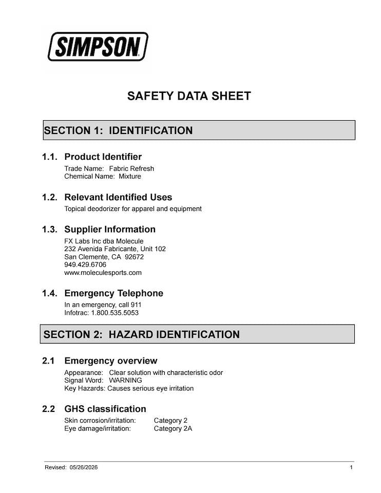 Simpson Safety Helmet Care Kit by Simpson - Clean, Refresh, Protect - 120-SMPKT-30