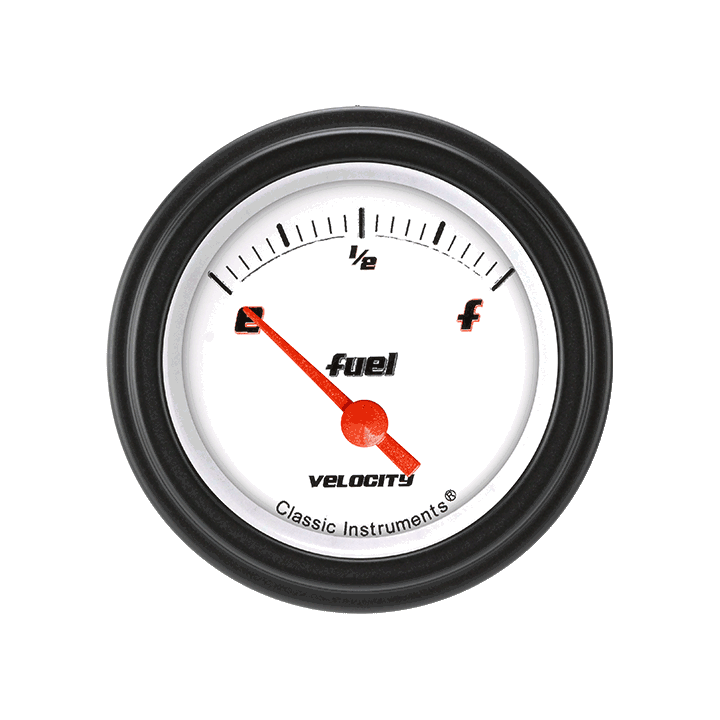 Classic Instruments Velocity White 2 1/8" Fuel - VS14WBLF