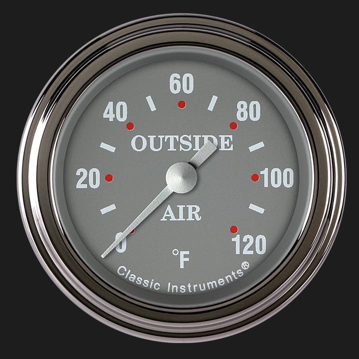 Classic Instruments Silver Gray 2 1/8" Outside Air Temp. Gauge - SG199SLF