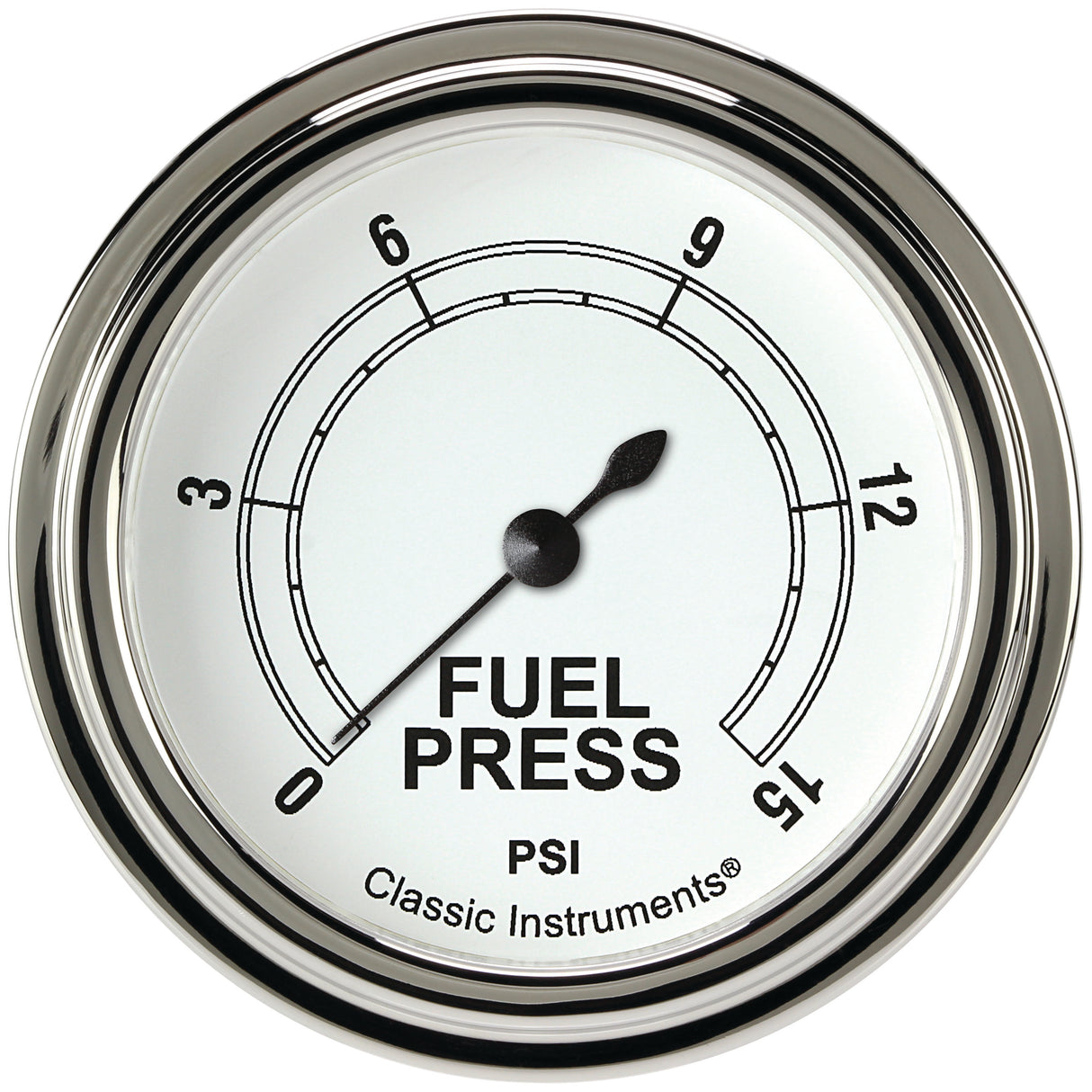 Classic Instruments Classic White 2-5/8" Fuel Pressure Gauge (15 PSI) - CW345SLF