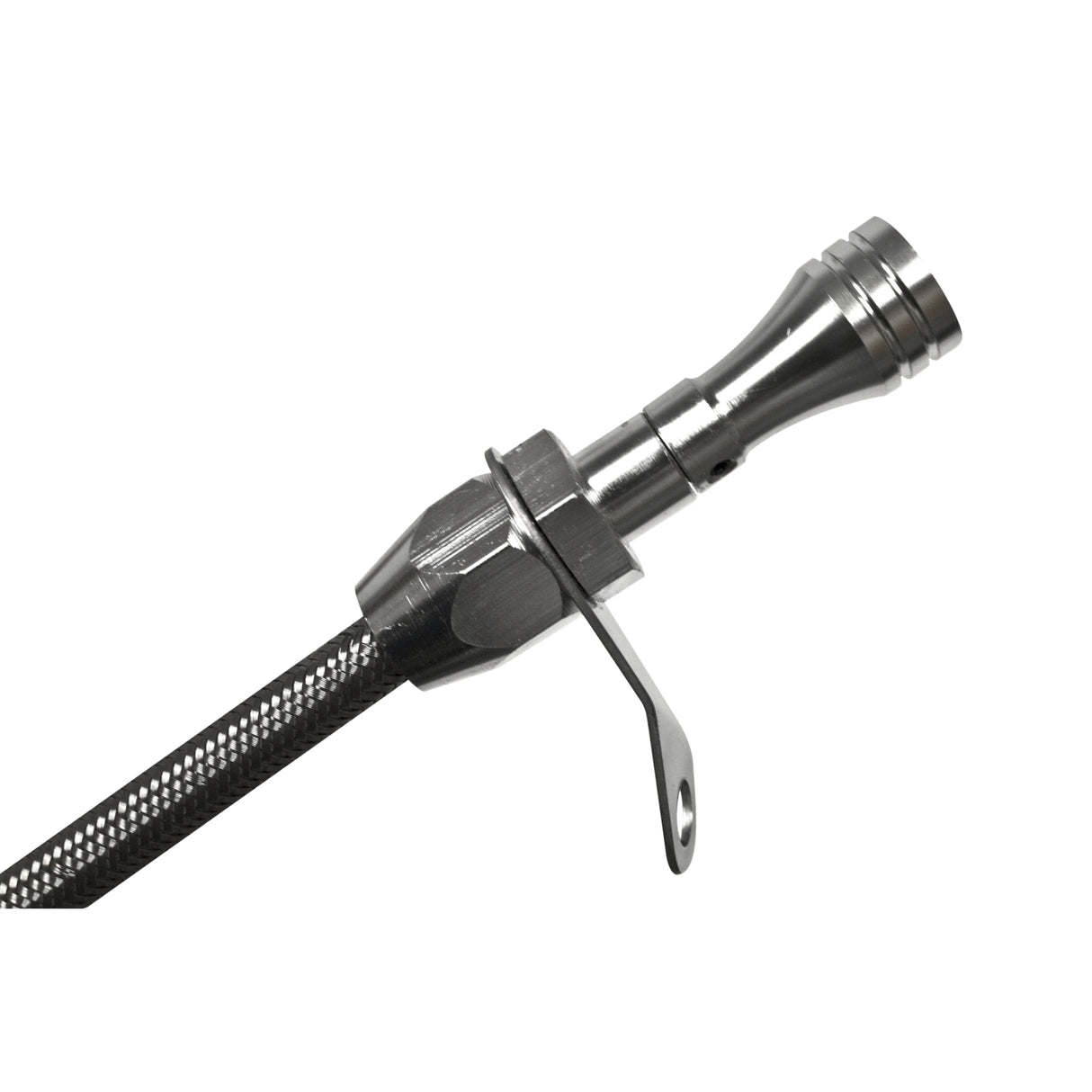 B&M Auto Transmission Dipstick & Tube - Billet Aluminum/Stainless Steel Braided - 22165