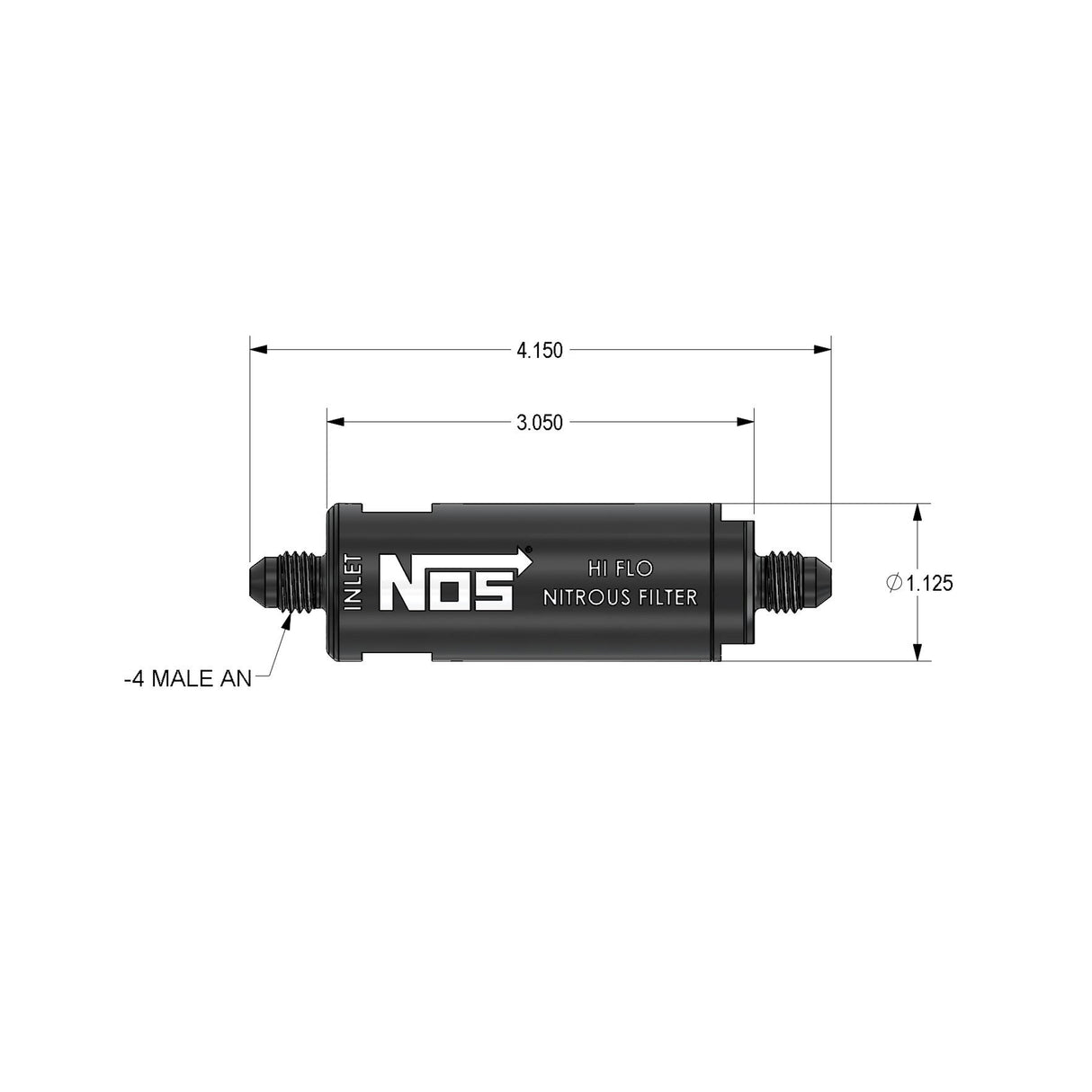 NOS In-Line Hi-Flow Nitrous Filter, 4AN - Black - 15555NOS