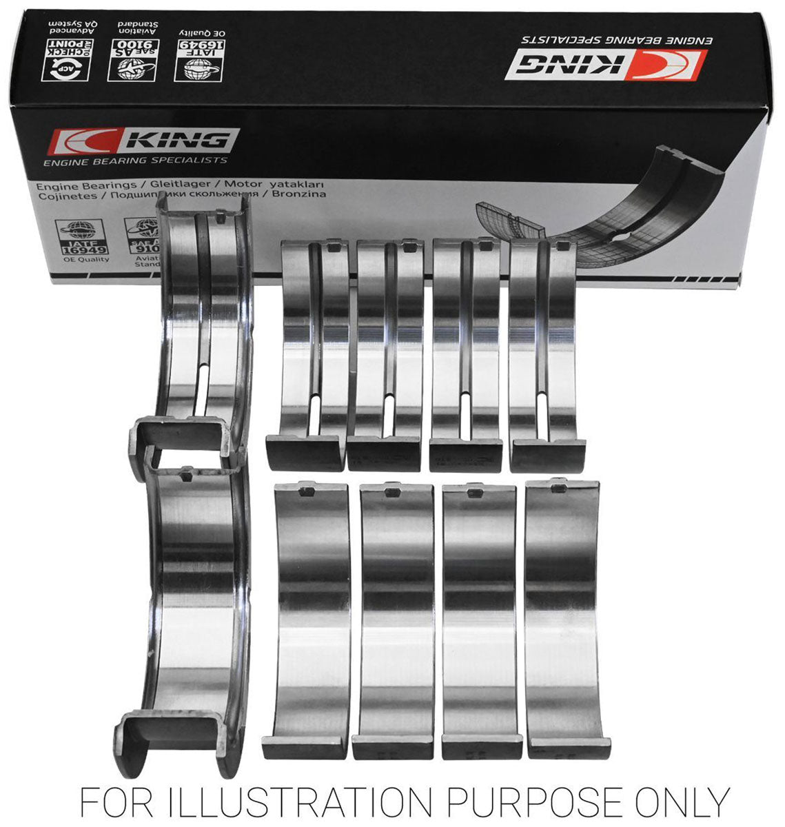 King SI Series Main Bearing Set, .010" - KBMB5505SI 010 KBMB5505SI 010