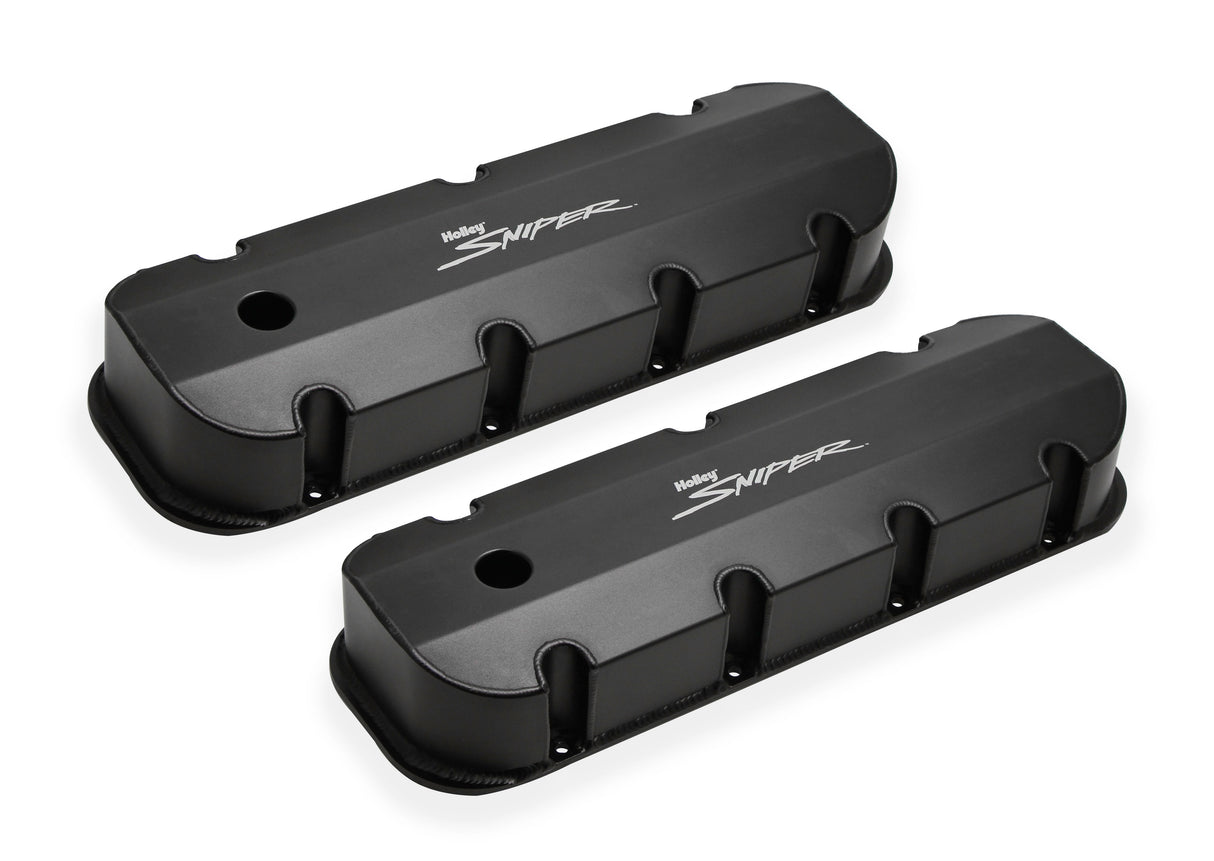 Holley 890004B Sniper Valve Cover - Fabricated Aluminum - BBC - Tall - Black