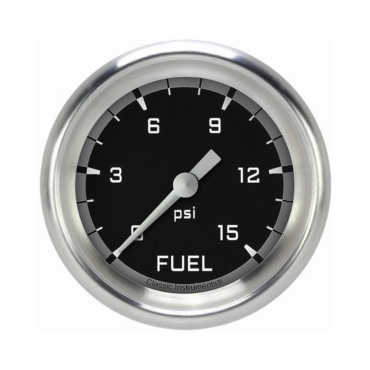 Classic Instruments Autocross Gray 2 5/8" Fuel Pressure Gauge, 15 psi - AX345GAPF