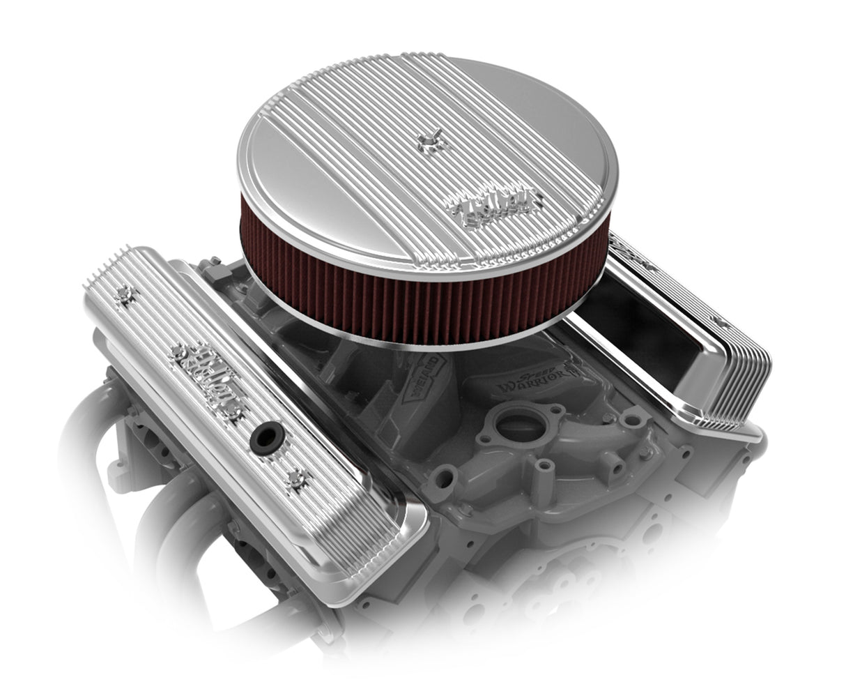 Holley 241-248 Vintage Finned Valve Cover - "" Script - SBC - Center Bolt - Polished