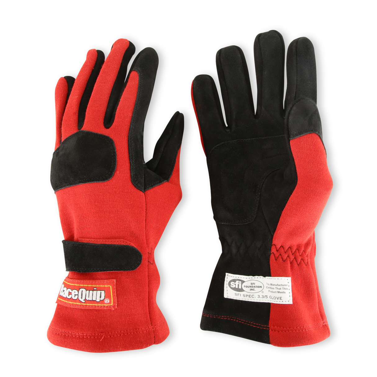 Racequip SFI 3.3/5 Red / Black Short Gauntlet Nomex Race Gloves - Small - 355012RQP