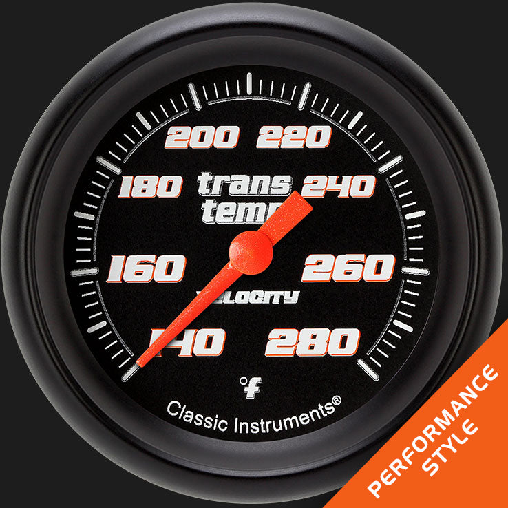 Classic Instruments Velocity Black 2 5/8" Transmission Temperature Gauge - VS327BBPF