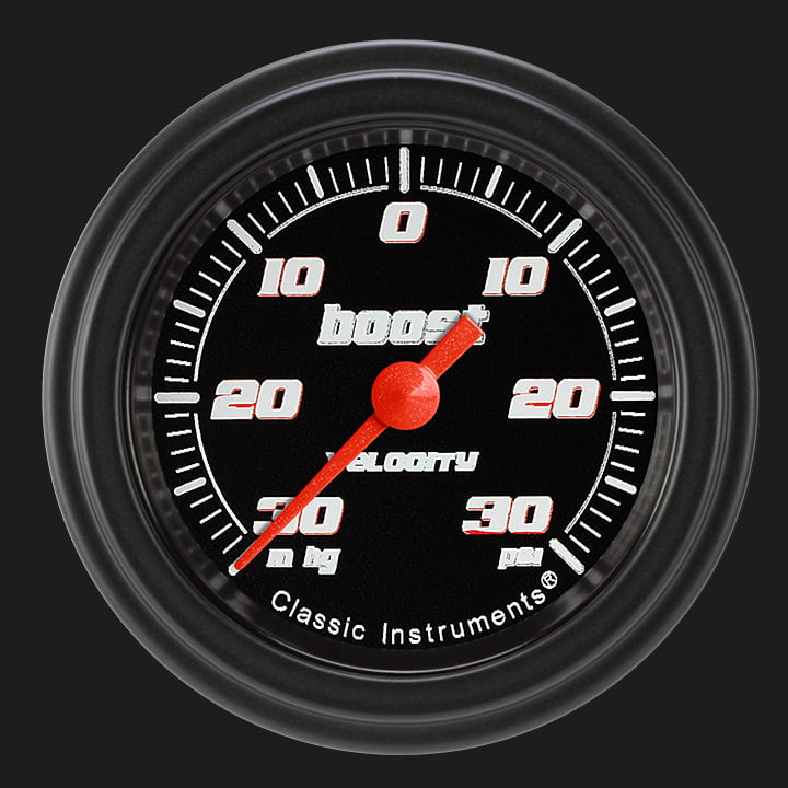 Classic Instruments Velocity Black 2 1/8" Boost/Vac Gauge - VS141BBLF