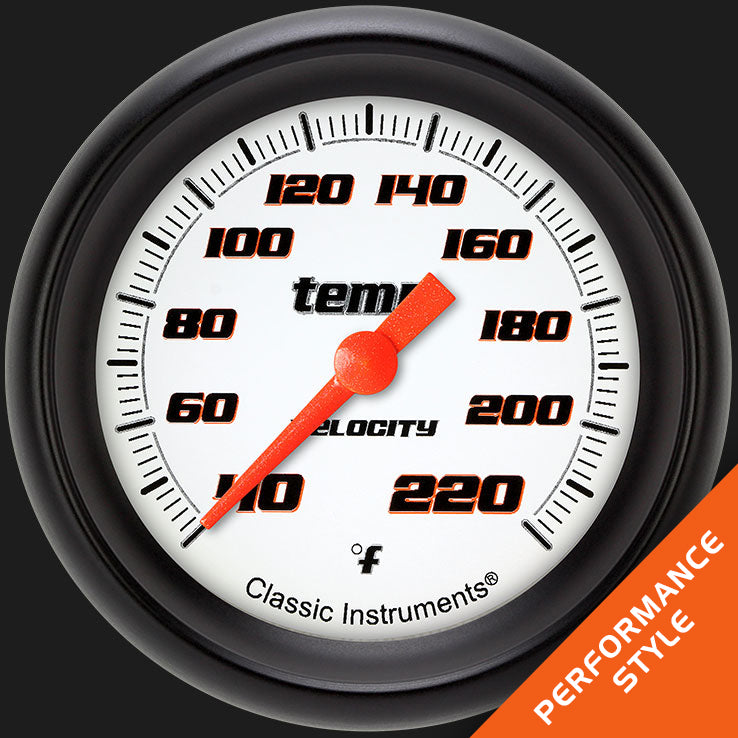 Classic Instruments Velocity White 2 5/8" Stock Eliminator Temp. Gauge - VS329WBPF