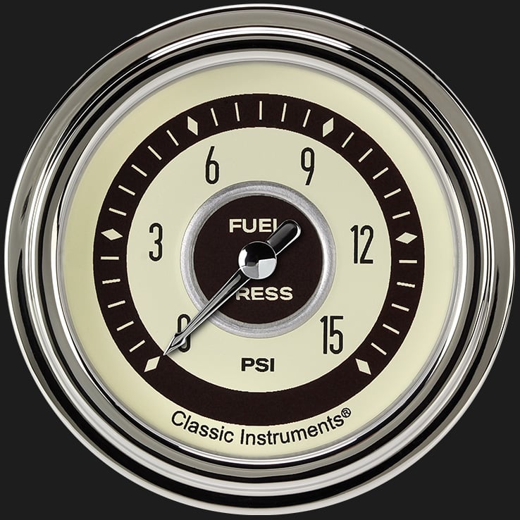 Classic Instruments Nostalgia VT 2 5/8" Fuel Pressure Gauge, 15 psi - NT345SLC