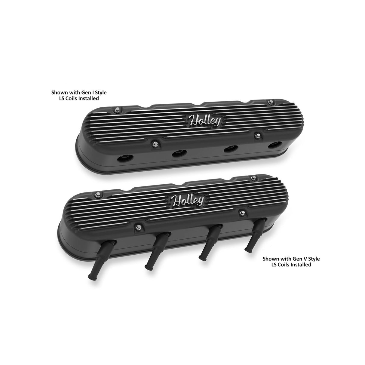 Holley 241-172 2-Piece Vintage Series Valve Cover - Gen III/IV LS - Satin Black Machined