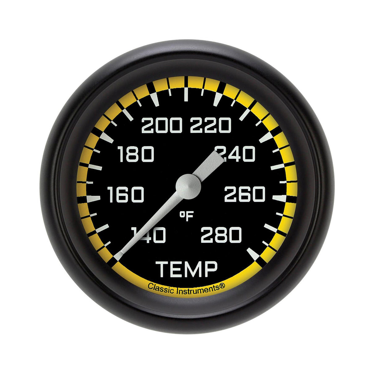 Classic Instruments AutoCross Yellow 2 5/8" Full Sweep Water Temperature Gauge - AX326YBPF-04