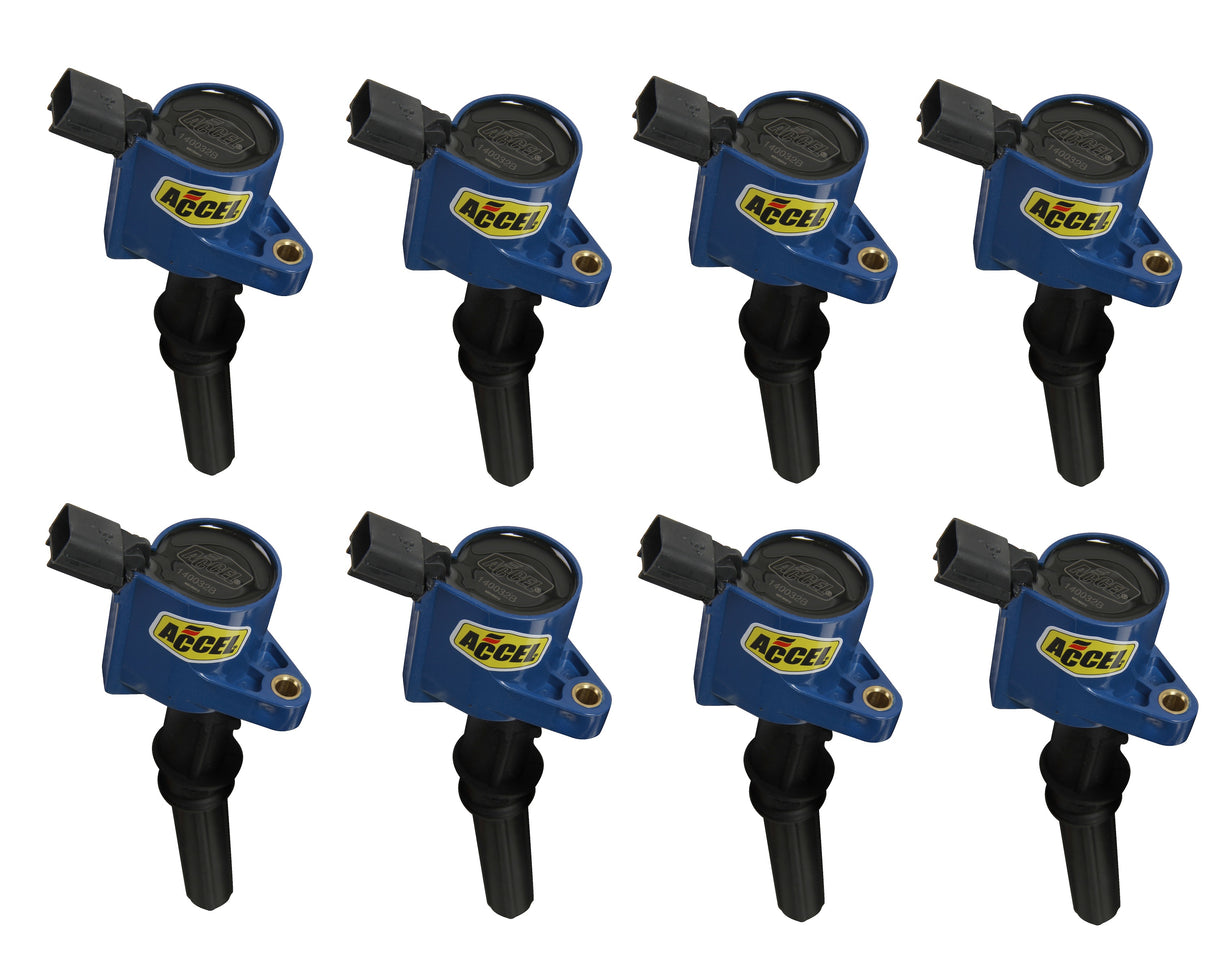 ACCEL Ignition Coil - SuperCoil - 1998-2008 Ford 4.6L/5.4L/6.8L 2-valve -Blue - 8-Pack - 140032B-8