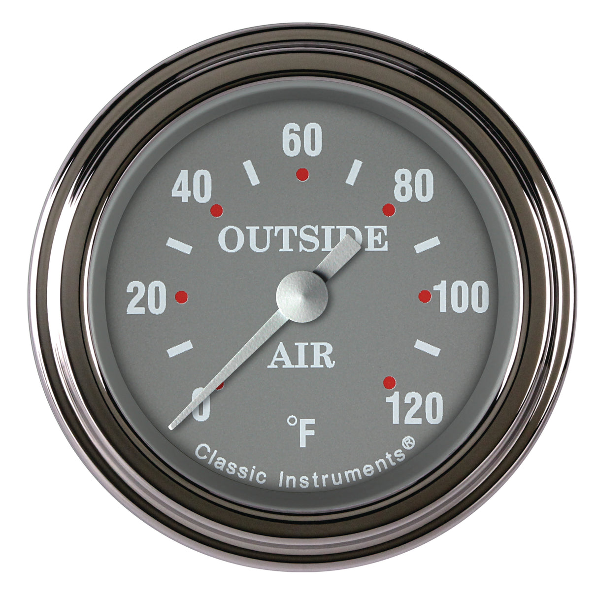 Classic Instruments Silver Gray 2-1/8" Outside Air Tempature Gauge - SG199SLF