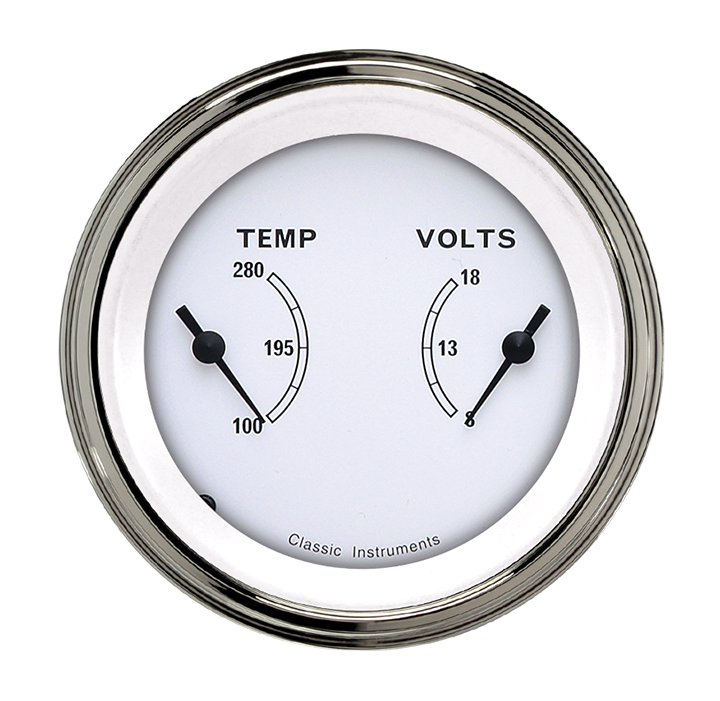 Classic Instruments CLASSIC WHITE 3IN DUAL - TEMP & VOLT - CW74SLC