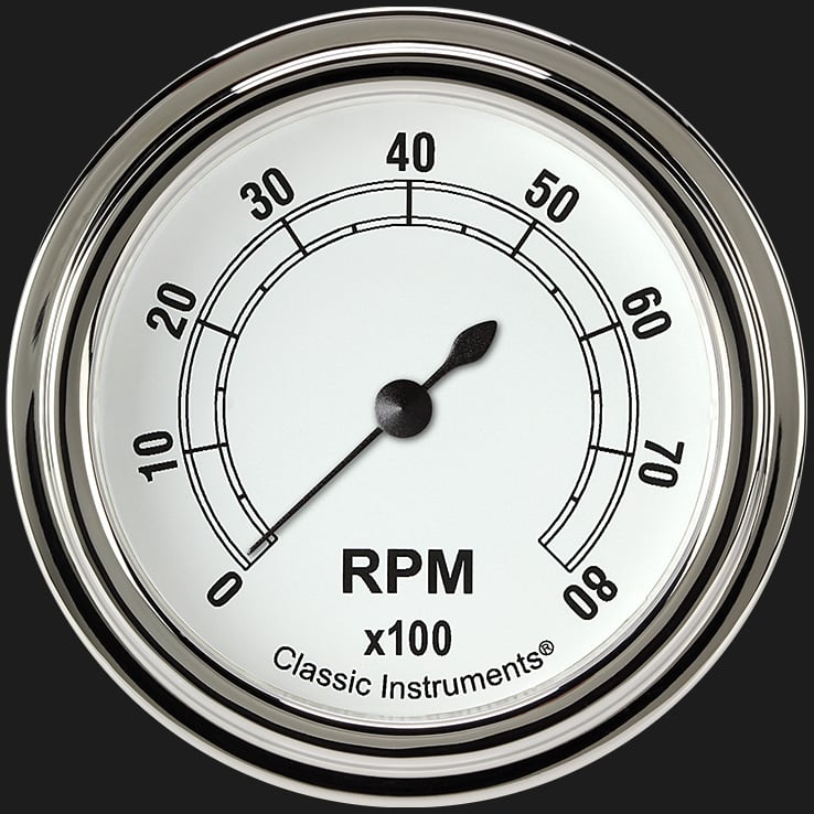 Classic Instruments Classic White 2 5/8" Tachometer - CW383SLF