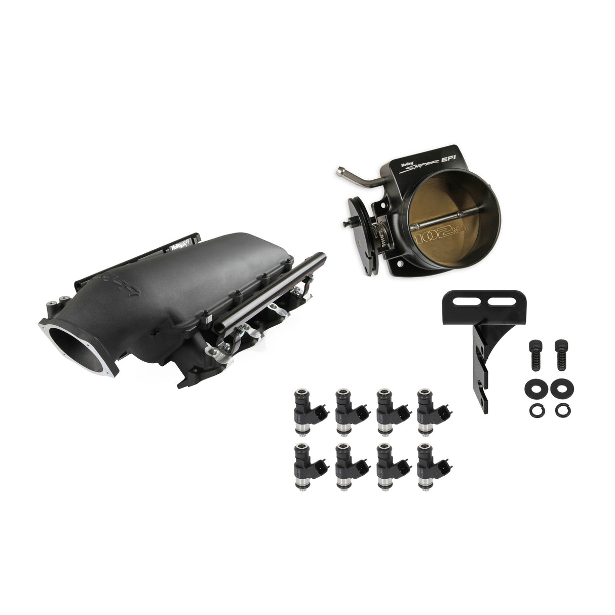 Holley EFI LS1 (Cath) Lo-Ram Black Kit with 102mm TB and 42lb injectors - 300-620BK-42K