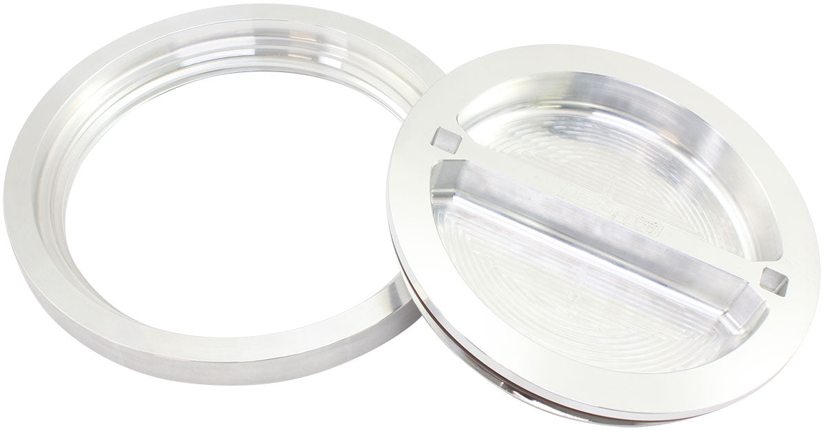 Aeroflow Flush Mount 6" Billet Aluminium Filler Raw Cap & Bung for Ice Box 6" Female Alloy weld-on Bung (AF464-96) AF464-96