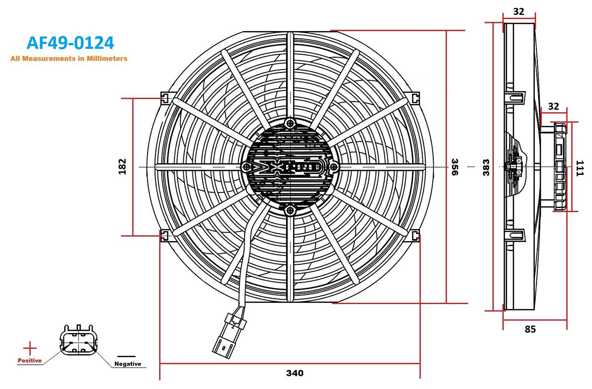 Aeroflow 14" Brushless Electric Fan, Pusher Type with Curved Blades - AF49-0124