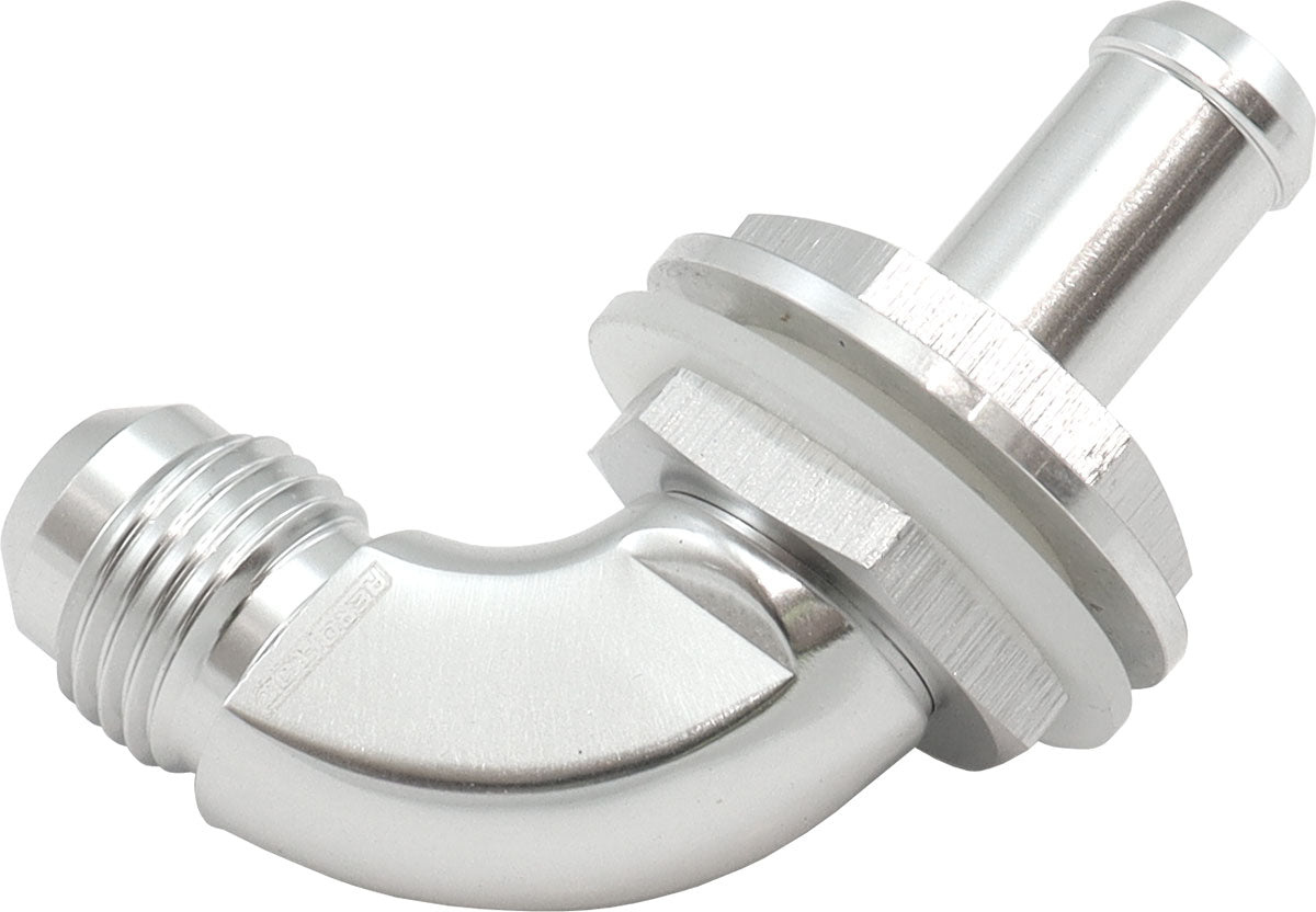 Aeroflow 90 Degree Fuel Cell Bulkhead -6AN to 3/8" Barb - AF937-06-06S AF937-06-06S
